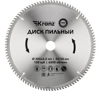 Диск пильный по дереву 305x32/30 мм, 100 зубьев KRANZ KR-92-0136 21176512