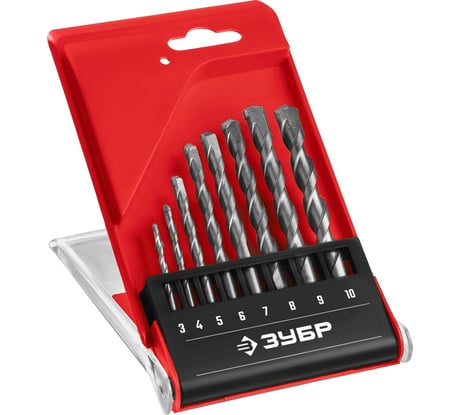 Набор сверл по бетону ЗУБР 8 шт, 3-4-5-6-7-8-9-10 мм 2922-H8_z02