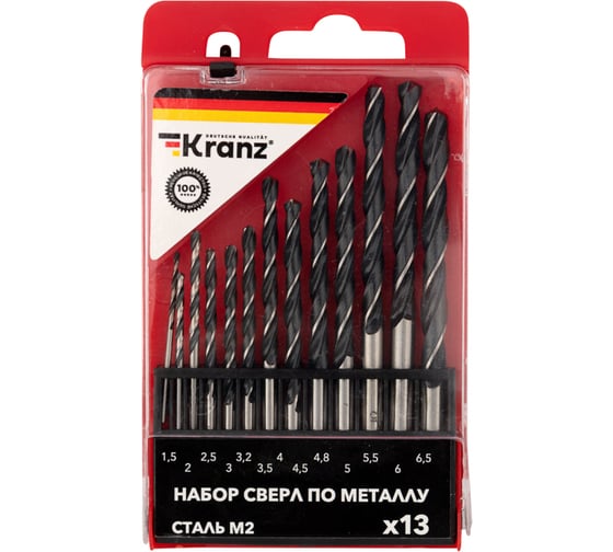 Набор сверл по металлу HSS 1.5-6.5 мм, 13 шт KRANZ KR-91-0631 1