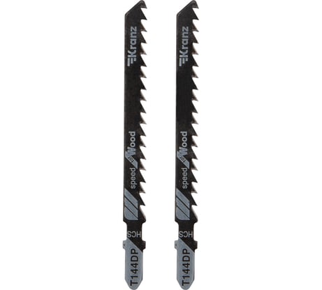 Пилка для лобзика по дереву T144DP 100 мм, шаг 4.2 мм, 2 шт KRANZ KR-92-0317