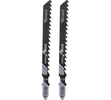 Пилка для лобзика по дереву T111D 100 мм, 6 зубьев на дюйм, 2 шт KRANZ KR-92-0319
