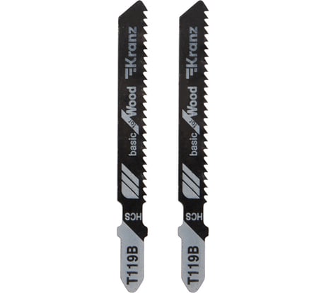 Пилка для лобзика по дереву T119B 76 мм, 12 зубьев на дюйм, 2 шт KRANZ KR-92-0310