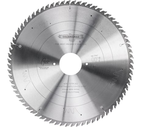 Диск пильный HW основной (430x75x4.4/3.2 мм; Z72; TR-F) Golden Eagle TL00000985