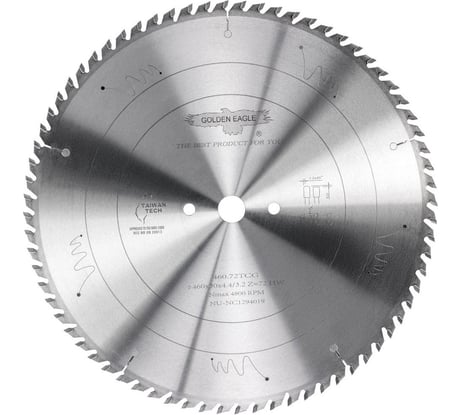 Диск пильный HW основной (460x30x4.4/3.2 мм; Z72; TR-F) Golden Eagle TL00000118
