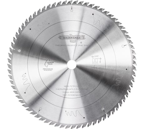Диск пильный HW основной (420x30x4.4/3.5 мм; Z72; TR-F) Golden Eagle TL00000055