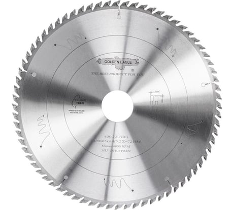 Диск пильный HW основной (430x65x4.4/3.2 мм; Z72; TR-F) Golden Eagle TL00000984