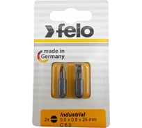 Бита плоская шлицевая в блистере Industrial (2 шт; SL5x0.8x25 мм) Felo 02050036