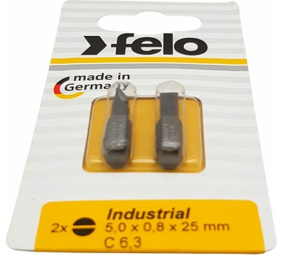 Бита плоская шлицевая в блистере Industrial (2 шт; SL5x0.8x25 мм) Felo 02050036