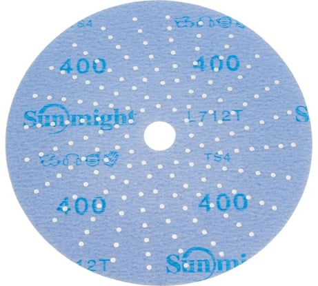 Шлифовальный круг CERAMIC L712T 150 мм на липучке с мультипылеотводом, P400, 5 шт Sunmight 76516R