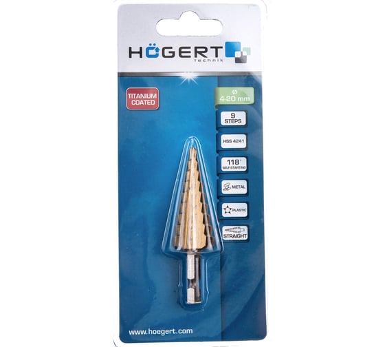Сверло ступенчатое 4-20 мм HOEGERT TECHNIK HT6D322