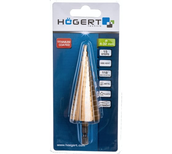 Сверло ступенчатое 4-32 мм HOEGERT TECHNIK HT6D323