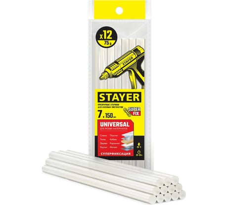 Прозрачные универсальные клеевые стержни STAYER Universal 12 шт, 7х150 мм 06817-12