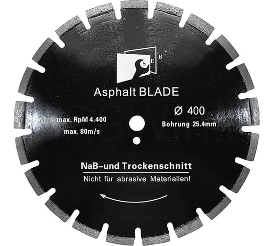 Диск алмазный асфальт 400х10х25.4 мм S.E.B. 106AG-SEB40025AC