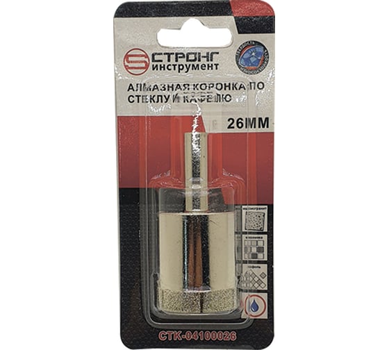 Алмазная коронка по керамике и стеклу 26 мм Strong CTK-04100026 1