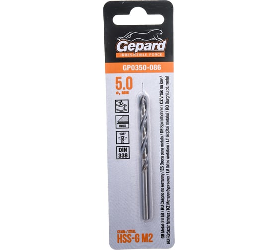 Сверло по металлу спиральное 5.0х52х86 мм, HSS-G GP0350-086