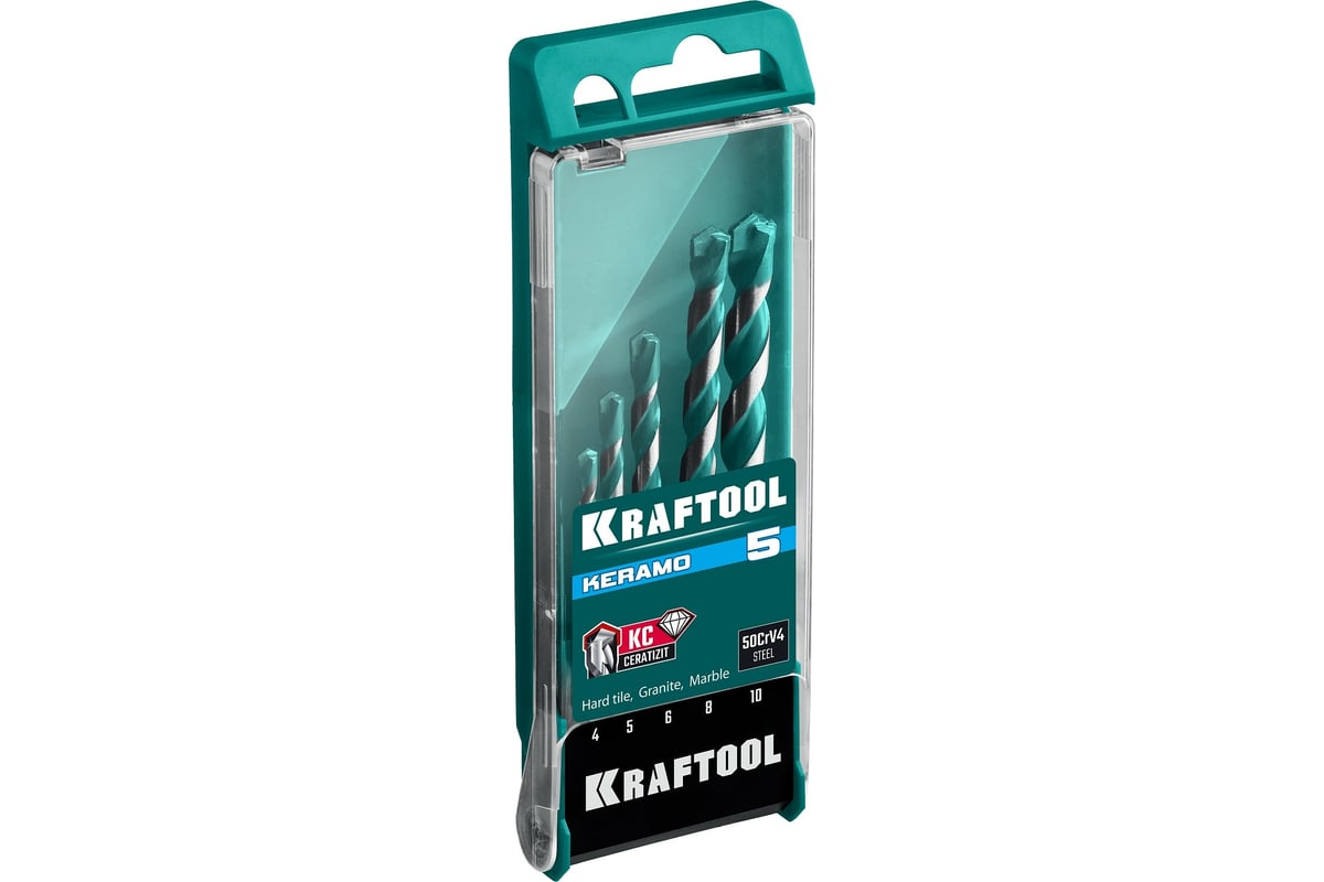 Набор сверл по керамограниту KRAFTOOL Keramo 5 шт, 4-5-6-8-10 мм 29175 ...