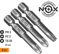 Набор бит (3 шт; Ph2, Pz2, Tx30; 50 мм; карта; E6.3) NOX 336008