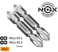 Набор бит двухсторонних (2 шт; Ph2xPz2х50 мм; карта) NOX 336003