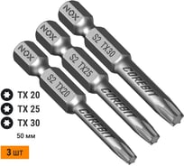 Набор бит (3 шт; Tx20, 25, 30; 50 мм; карта; E6.3) NOX 336009