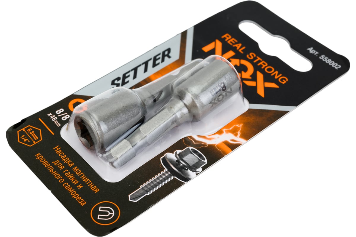 Ключ-насадка магнитная NUT SETTER (2 шт; 8x48 мм; карта) NOX 558002 ...