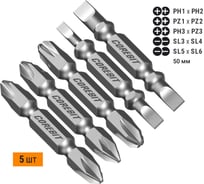 Набор бит двухсторонних (5 шт; Ph1xPh2, Pz1xPz2, Ph3xPz3, Sl3xSl4, Sl5xSl6; 50 мм; карта) NOX 336011