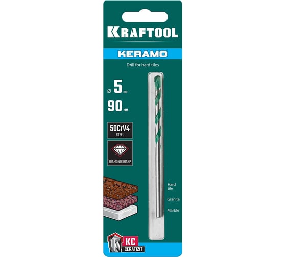 Сверло по керамограниту KRAFTOOL Keramo 5x90 мм 29175-090-5