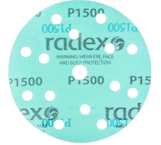 Круг абразивный на пленке GREEN (100 шт; 150 мм; Р1500; 15 отверстий) RADEX 661518
