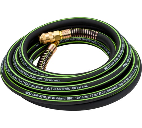 Шланг маслостойкий армированный с быстросъемами 10/16 мм, 5 м ECO AHR-0510