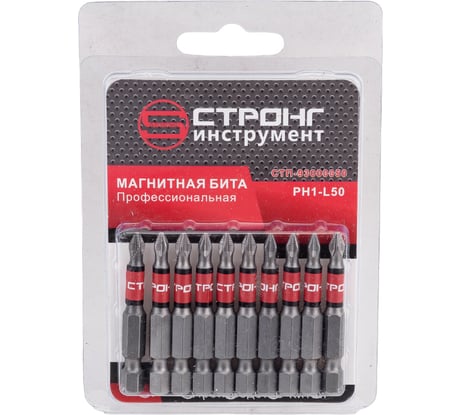 Набор магнитных бит (10 шт; РН1х50 мм; 1/4") Strong СТП-93000050