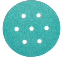 Круг шлифовальный на липучке - зелёный 125 мм, 5 шт, P100 FASTER TOOLS 8540