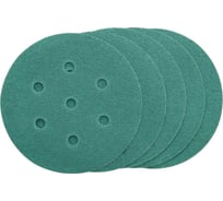 Круг шлифовальный на липучке - зелёный 125 мм, 5 шт, P240 FASTER TOOLS 8544