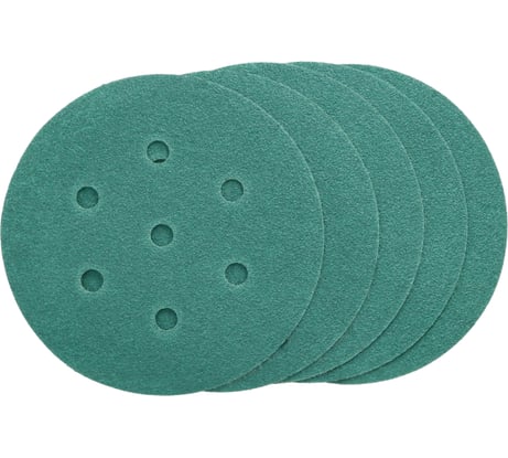 Круг шлифовальный на липучке - зелёный 125 мм, 5 шт, P240 FASTER TOOLS 8544