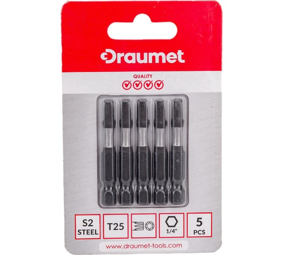 Биты ударные TORX (5 шт; T25х50 мм; S2) DRAUMET 9031