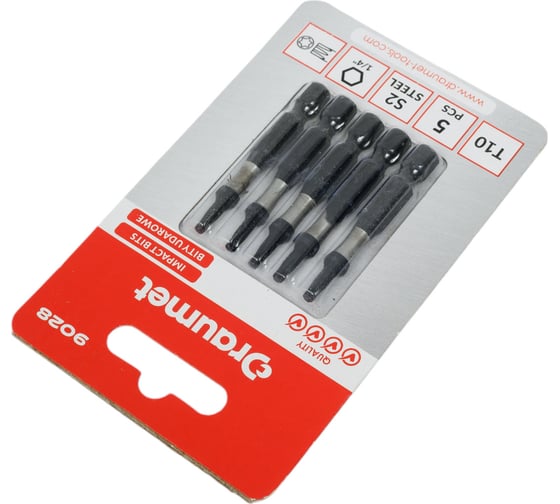 Биты ударные TORX T10, 50 мм, S2, 5 шт DRAUMET 9028