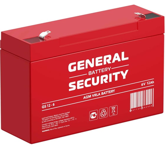 Аккумулятор для ИБП General Security GS12-6 6В, 12 Ач УТ-00000500
