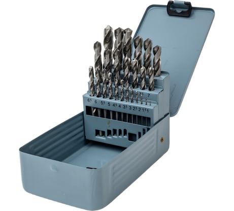 Набор сверл 1-13 мм, 25 шт, Р6М5, А1, металлический футляр ИНСТУЛС 00001518410