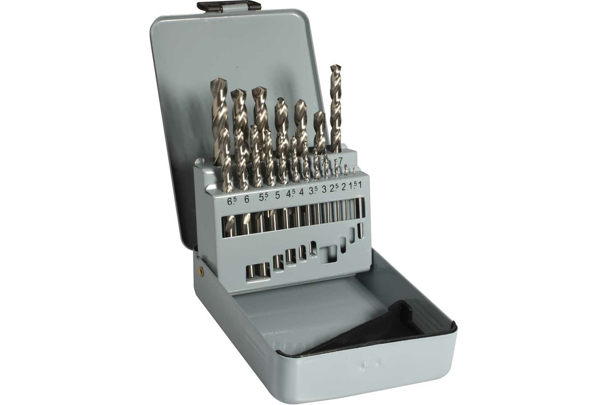 Набор сверл 1-10 мм, 19 шт, Р6М5, А1, металлический футляр ИНСТУЛС ...