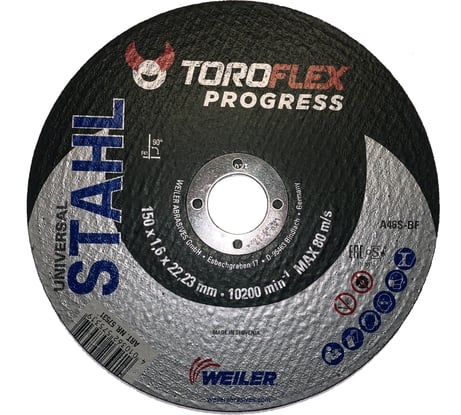 Круг отрезной по стали F41 150х1.6х22.23 мм, А46S-BF PRO TOROFLEX 4010362575319