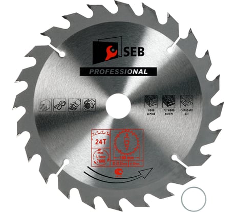Диск пильный по дереву 190x22.23/20 мм, 24Z S.E.B. 306PG-1902422