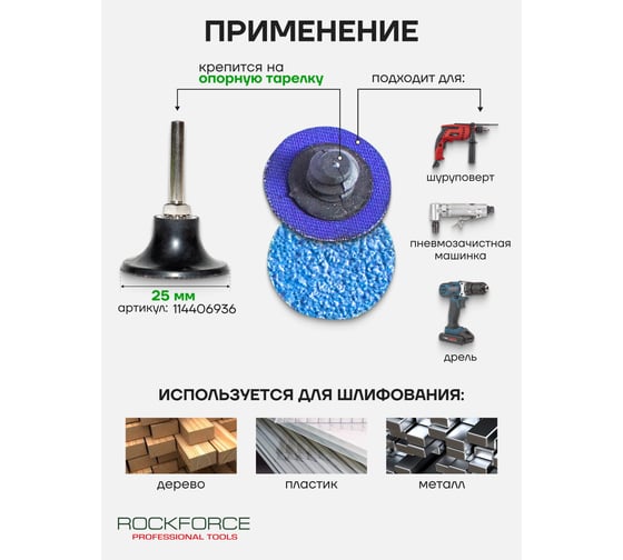 Абразивный шлифовальный круг Rockforce 25мм №120, синий RF-BD1120Z RF-BD1120Z(49204)