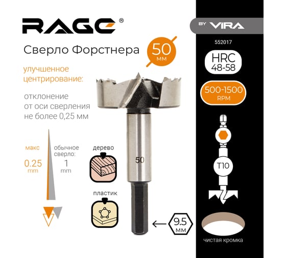 Сверло Форстнера 50 мм RAGE by VIRA 552017