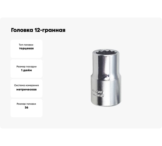 Головка 12-гранная 36 мм, 1" AmPro T335765