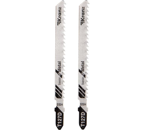 Пилка для лобзика по мягкому металлу T127D 100 мм, шаг 3.2 мм, 2 шт KRANZ KR-92-0318