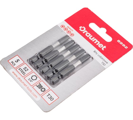 Ударные биты TORX T30, 50 мм, S2, 5 шт DRAUMET 8992