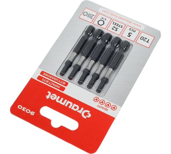 Биты ударные TORX T20, 50 мм, S2, 5 шт DRAUMET 9030