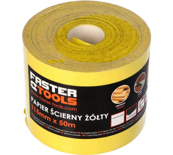 Бумага наждачная 50 м, 115 мм, P60 FASTER TOOLS 3997