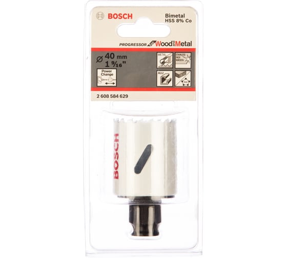 Коронка биметаллическая Progressor (40 мм; 40 мм; HSS) Bosch 2.608.584.629