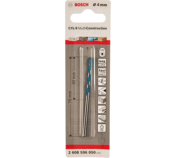 Сверло универсальное (4х40х75 мм) Multi Construction Bosch 2.608.596.050