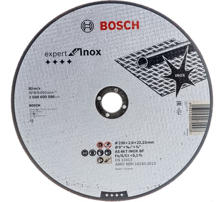 Диск отрезной по нержавеющей стали 230х22,23 мм Bosch 2.608.600.096
