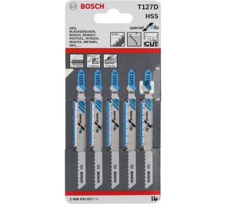 Набор пилок для лобзика по металлу (74 мм; 5 шт.) HSS T127 D Bosch 2.608.631.017